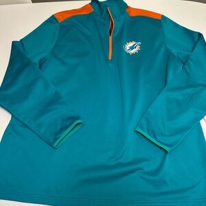 Miami Dolphins NFL blue and orange 1/4 zip pullover long sleeve sweater sz XXL